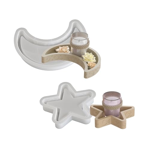 SLXLYH Stabile Silikonform mit Stern und Mond, rundes Tablett, Heimzubehör für Bastelbedarf und kreative Aufbewahrungslösung(Set) von SLXLYH