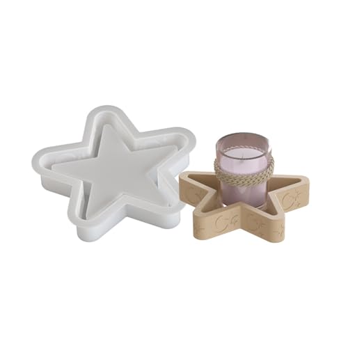 SLXLYH Stabile Silikonform mit Stern und Mond, rundes Tablett, Heimzubehör für Bastelbedarf und kreative Aufbewahrungslösung (Stern) von SLXLYH