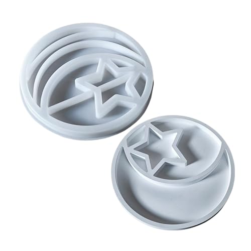 SLXLYH Stabile Silikonform mit Stern und Mond, rundes Tablett, Heimzubehör für Bastelbedarf und kreative Aufbewahrungslösung von SLXLYH