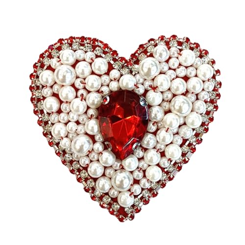 Stoffapplikation in Herzform, Pailletten, zum Aufnähen, für Hochzeit/Abendkleid, Kleidung, Modeprojekte, Rot Stoffapplikation in Herzform, Pailletten, zum Aufnähen, für Hochzeit/Abendkleid, Kleidung, Modeprojekte, Rot von SLXLYH