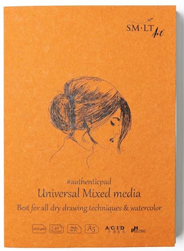 SM-LT Block 1 Seite geklebt – Zeichnung Mixed Media – A5 von SM-LT Art