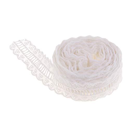 Muster Spitzenbordüre Spitzenband Spitzenborte für Kleid Taille Ärmel Halsausschnitte, aus Baumwolle, Farbe: Weiß - 3,4 cm von SM SunniMix