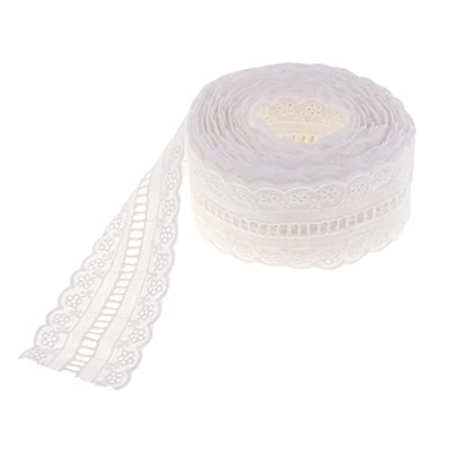 Muster Spitzenbordüre Spitzenband Spitzenborte für Kleid Taille Ärmel Halsausschnitte, aus Baumwolle, Farbe: Weiß - 5 cm von SM SunniMix