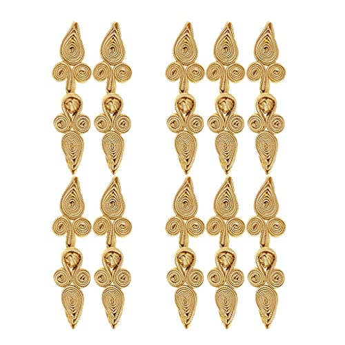 SM SunniMix 10 Paare Satin Material, Gewebe schneidern Chinesische Verschlussknoten Cheongsam Froschknöpfe, Gold, 79 x 22 x 8 mm von SM SunniMix