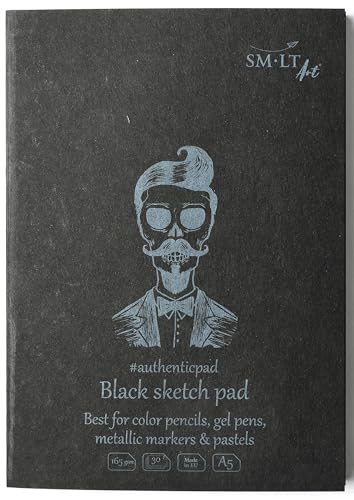 SM.LT Authentic Black Zeichenblock für Buntstifte, Gelschreiber, Metallic-Marker, Buntstifte, A5, 30 Blatt, 165 g/m², 5EA-30/BLACK SM.LT Authentic Black Zeichenblock für Buntstifte, Gelschreiber, Metallic-Marker, Buntstifte, A5, 30 Blatt, 165 g/m², 5EA-30/BLACK von SM.LT