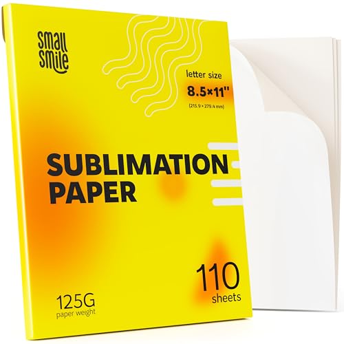 Sublimationspapier, 21,6 x 27,9 cm, 110 Blatt, Transferpapier, nur kompatibel mit Sublimationstinte mit Tintenstrahl- und Sublimationsdrucker, Wärmetransferpapier für T-Shirts, Sublimationsrohlinge von SMALL SMILE
