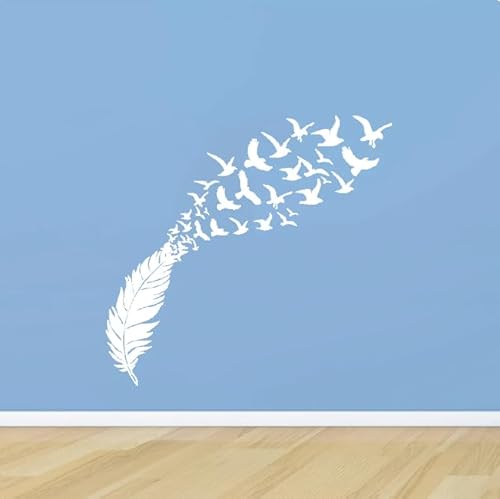 Wandtattoo Feder Vogel Dekorative Wandaufkleber Schlafzimmer Dekorative Aufkleber Dekorative Wandaufkleber, Weiß, 58 cm x 55 cm Selbstklebende abnehmbare moderne Vinyl Poster Aufkleber Wandtattoo Feder Vogel Dekorative Wandaufkleber Schlafzimmer Dekorative Aufkleber Dekorative Wandaufkleber, Weiß, 58 cm x 55 cm Selbstklebende abnehmbare moderne Vinyl Poster Aufkleber von SMALLSNOT