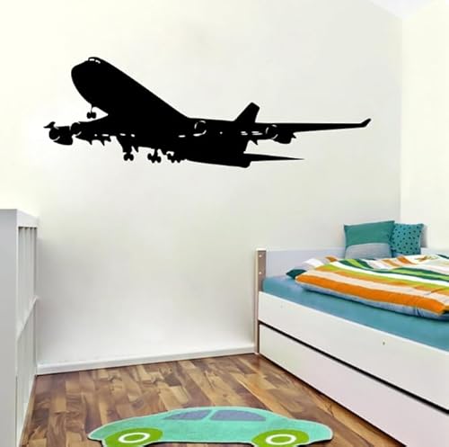 Wandtattoo Flugzeug Wandaufkleber Dekorativer Aufkleber, schwarz, 56cm x 22cm selbstklebende abnehmbare moderne Vinyl Poster Aufkleber Wandtattoo Flugzeug Wandaufkleber Dekorativer Aufkleber, schwarz, 56cm x 22cm selbstklebende abnehmbare moderne Vinyl Poster Aufkleber von SMALLSNOT