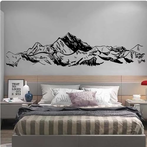 Wandtattoo Giebel Aufkleber Eisberg Landschaft Schnee Berg Haus Wanddekoration Aufkleber Wandbild, schwarz, 208x57cm abnehmbare moderne Vinyl Poster Aufkleber von SMALLSNOT