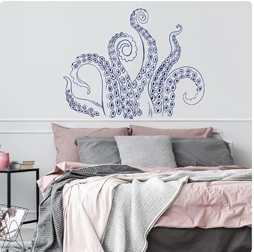 Wandtattoo Oktopus Meer Meer Gästezimmer Schlafzimmer Haus Aufkleber Wandtattoo, Dunkelblau, 54cm Breite x 43cm hoch Selbstklebende abnehmbare moderne Vinyl Poster Aufkleber Wandtattoo Oktopus Meer Meer Gästezimmer Schlafzimmer Haus Aufkleber Wandtattoo, Dunkelblau, 54cm Breite x 43cm hoch Selbstklebende abnehmbare moderne Vinyl Poster Aufkleber von SMALLSNOT
