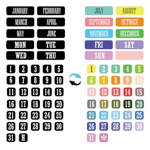 Doppelseitige magnetische Zahlen und Monate Datum für trocken abwischbare Kalender Whiteboard Wochentage und Monate Kalender Daten Indikatoren für Büro von SMARSTICKER