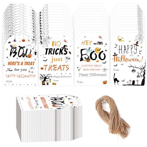 Halloween-Anhänger mit Schnur, für Süßigkeitenbeutel, Gastgeschenke, Boo Holiday Ghost Happy Halloween, Papier-Geschenkpapier, Hangtags "You've Been Booed", Geschenkkarten für Süßigkeitentüten Halloween-Anhänger mit Schnur, für Süßigkeitenbeutel, Gastgeschenke, Boo Holiday Ghost Happy Halloween, Papier-Geschenkpapier, Hangtags "You've Been Booed", Geschenkkarten für Süßigkeitentüten von SMARSTICKER