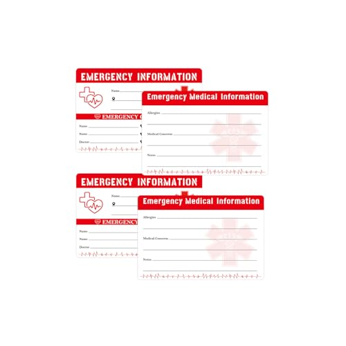 Notfall-Ausweise, medizinische Informationen, 8,9 x 5,1 cm, für den Notfall, Kontaktausweise, beschreibbare Medikamentenliste, Karte für Geldbörse, Handy, Tasche, Handtasche, 10 Stück Notfall-Ausweise, medizinische Informationen, 8,9 x 5,1 cm, für den Notfall, Kontaktausweise, beschreibbare Medikamentenliste, Karte für Geldbörse, Handy, Tasche, Handtasche, 10 Stück von SMARSTICKER