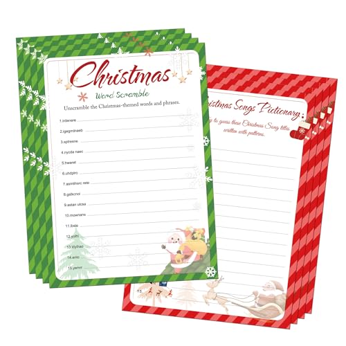 SMARSTICKER 30 Weihnachts-Party-Spielkarten für Weihnachten, Pictionary Guesstures Word Scramble Karte mit Antwortschlüssel für Erwachsene und Familie, Winterfest, Aktivitätsparty-Zubehör SMARSTICKER 30 Weihnachts-Party-Spielkarten für Weihnachten, Pictionary Guesstures Word Scramble Karte mit Antwortschlüssel für Erwachsene und Familie, Winterfest, Aktivitätsparty-Zubehör von SMARSTICKER