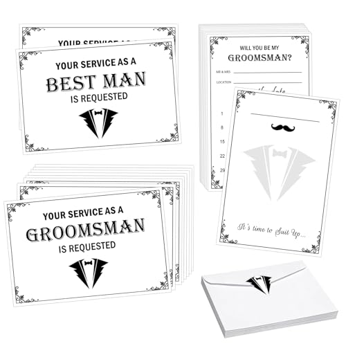 Trauzeugen-Antragskarten Will You Be My Groomsman Karten mit Umschlägen und Aufklebern, lustige Einladungskarten für Trauzeugen, 10 Stück (Trauzeugen) von SMARSTICKER