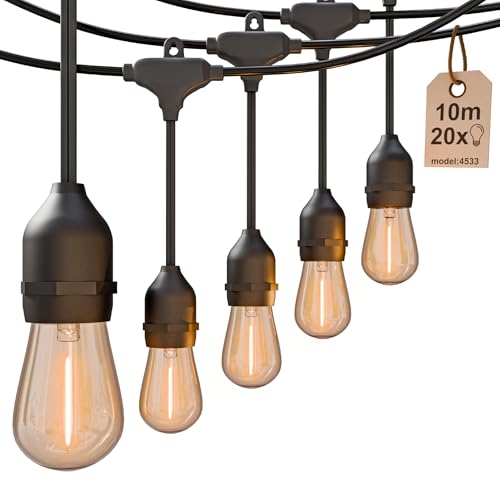 SMART LED Kugel Lichterkette, 20 LEDs 10m, Partylichterkette mit Stecker für Innen und Außen, Enegiesparend, ideal für Weihnachten, Hochzeit, Party, Garten, Warmweiß, PI44, (4533) von SMART LED
