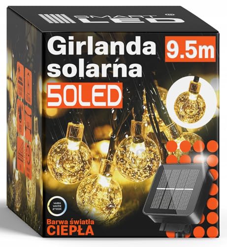 SMART LED Lichterkette Außen Solar 9,5m mit 50 LEDs – Warmweiß, 8 Modi, IP67 Wasserdicht, Dämmerungssensor, Energiesparend – für Garten, Balkon, Terrasse SMART LED Lichterkette Außen Solar 9,5m mit 50 LEDs – Warmweiß, 8 Modi, IP67 Wasserdicht, Dämmerungssensor, Energiesparend – für Garten, Balkon, Terrasse von SMART LED