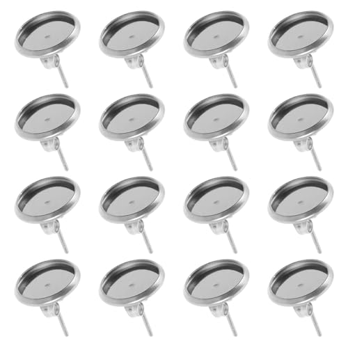 SMASOLO 180 Stück Edelsteinbecken Ohrstecker Schmucktablett Basis Für Ohrringe Ohrringfassungen DIY Schmuck Ohrringfassungen Flache Ohrstecker Befunde Ohrringrohlinge Silber von SMASOLO