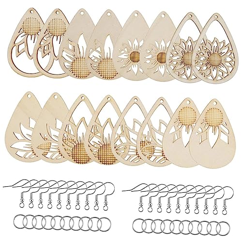 SMASOLO 1Satz DIY Ohrring Kit Holz Teile Unvollendete Holzohrringe Anhänger Sprungringe und Ohrhaken für Schmuckgestaltung im Afrikanischen Stil von SMASOLO