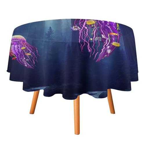 Ästhetische Tischdecke mit Wasserfarben-Quallen, rund, 177,8 cm, Horror, lustige Bunte Quallen für Küche und Esszimmer Ästhetische Tischdecke mit Wasserfarben-Quallen, rund, 177,8 cm, Horror, lustige Bunte Quallen für Küche und Esszimmer von SMAZDFXX