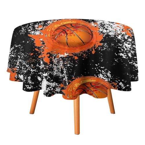 Abstrakte, Coole Basketball-Tischdecken, rund, 91,4 cm, für Tische, farbenfroher Aquarell-Basketball-Druck, Tischdecken für Küche und Esszimmer Abstrakte, Coole Basketball-Tischdecken, rund, 91,4 cm, für Tische, farbenfroher Aquarell-Basketball-Druck, Tischdecken für Küche und Esszimmer von SMAZDFXX
