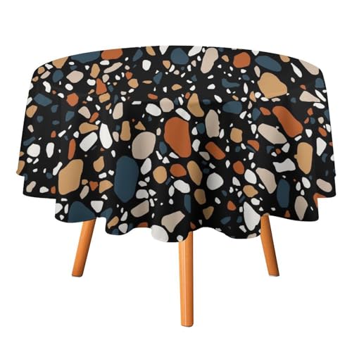 Abstrakte, Moderne Kunst-Tischdecken, rund, 178 cm, Marmor, rustikal, geometrisch, Bauernhaus-Terrazzo-Druck, waschbar für den Innen- und Außenbereich Abstrakte, Moderne Kunst-Tischdecken, rund, 178 cm, Marmor, rustikal, geometrisch, Bauernhaus-Terrazzo-Druck, waschbar für den Innen- und Außenbereich von SMAZDFXX