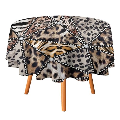 Abstrakte, Moderne Tischdecken mit Leopardenmuster, rund, 127 cm, geometrisches, farbenfrohes Wildtier-Leoparden-Design für Küche und Esszimmer Abstrakte, Moderne Tischdecken mit Leopardenmuster, rund, 127 cm, geometrisches, farbenfrohes Wildtier-Leoparden-Design für Küche und Esszimmer von SMAZDFXX