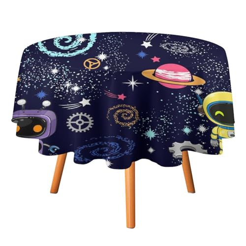 Abstrakte Cartoon-Roboter-Tischdecken, rund, 91,4 cm, für Tische, Druck: Coole kosmische Wissenschaft, Weltraum, Universum, Planeten, Tischdecken für Küche und Esszimmer Abstrakte Cartoon-Roboter-Tischdecken, rund, 91,4 cm, für Tische, Druck: Coole kosmische Wissenschaft, Weltraum, Universum, Planeten, Tischdecken für Küche und Esszimmer von SMAZDFXX