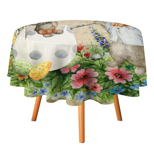 Abstrakte Osterhasen-Tischdecken, rund, 91,4 cm, Aquarell-Retro-Hasen, Eier, Schmetterlinge, Blumen, Tischdecken, waschbar für den Innen- und Außenbereich Abstrakte Osterhasen-Tischdecken, rund, 91,4 cm, Aquarell-Retro-Hasen, Eier, Schmetterlinge, Blumen, Tischdecken, waschbar für den Innen- und Außenbereich von SMAZDFXX