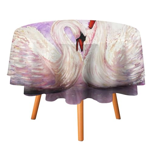 Abstrakte Schwanen-Tischdecke, rund, 91,4 cm, süßes Traumwunderland, weiße Tiere, Schwan für Küche und Esszimmer, Tischdecke Abstrakte Schwanen-Tischdecke, rund, 91,4 cm, süßes Traumwunderland, weiße Tiere, Schwan für Küche und Esszimmer, Tischdecke von SMAZDFXX