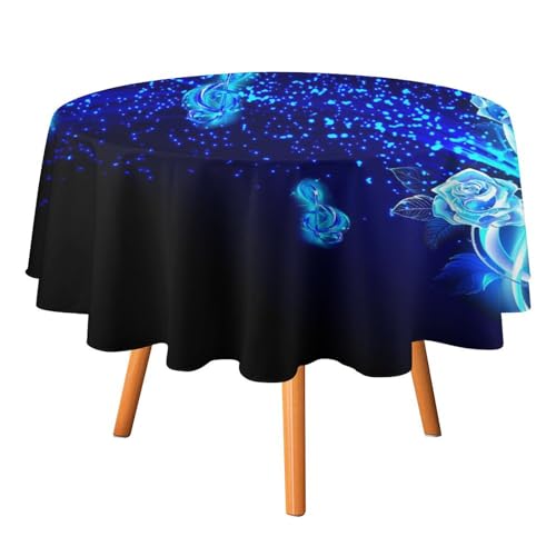Blaue Tischdecke mit coolem Rosen-Design, rund, 152,4 cm, Fantasy-Galaxie-Musikthema, Noten, floraler Rosendruck für Küche und Esszimmer Blaue Tischdecke mit coolem Rosen-Design, rund, 152,4 cm, Fantasy-Galaxie-Musikthema, Noten, floraler Rosendruck für Küche und Esszimmer von SMAZDFXX