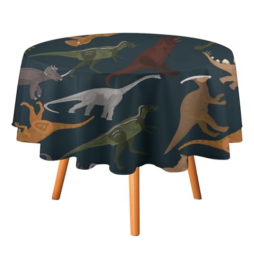 Bunte Dinosaurier-Tischdecken, rund, 91,4 cm, für Kinderzimmer, Dekoration, Cartoon, lustige Dschungel-Wildtiere, Dinosaurier-Tischdecken, waschbar für drinnen und draußen Bunte Dinosaurier-Tischdecken, rund, 91,4 cm, für Kinderzimmer, Dekoration, Cartoon, lustige Dschungel-Wildtiere, Dinosaurier-Tischdecken, waschbar für drinnen und draußen von SMAZDFXX