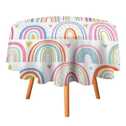 Bunte Tischdecken mit Fantasie-Cartoon-Motiven, rund, 152,4 cm, Regenbogen, abstrakt, süß, Boho-Regenbogen, Mädchen, Schlafzimmer-Dekoration für Küche und Esszimmer, Tischdecke Bunte Tischdecken mit Fantasie-Cartoon-Motiven, rund, 152,4 cm, Regenbogen, abstrakt, süß, Boho-Regenbogen, Mädchen, Schlafzimmer-Dekoration für Küche und Esszimmer, Tischdecke von SMAZDFXX