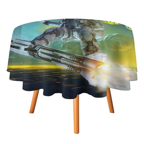 Coole Tischdecke mit Weltraum-Astronautenmotiv, rund, 177,8 cm, Fantasy-Planeten, Abenteuer-Thema, Astronauten-Skateboard-Druck für Küche und Esszimmer Coole Tischdecke mit Weltraum-Astronautenmotiv, rund, 177,8 cm, Fantasy-Planeten, Abenteuer-Thema, Astronauten-Skateboard-Druck für Küche und Esszimmer von SMAZDFXX