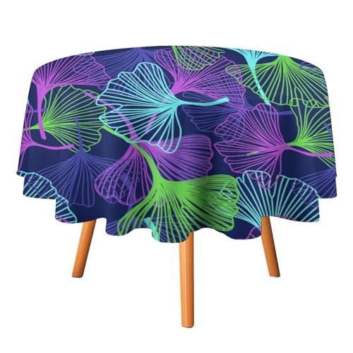 Coole Tischdecken mit abstraktem Ginkgo-Blätter-Druck, rund, 91,4 cm, für Tische, Neon-Stil, Tropische Pflanzen, Bunte Ginkgo-Blatt-Tischdecken für Küche und Esszimmer Coole Tischdecken mit abstraktem Ginkgo-Blätter-Druck, rund, 91,4 cm, für Tische, Neon-Stil, Tropische Pflanzen, Bunte Ginkgo-Blatt-Tischdecken für Küche und Esszimmer von SMAZDFXX