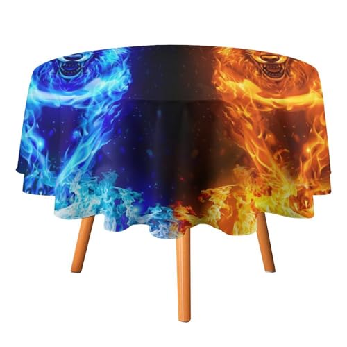Coole Wolf-Tischdecken, rund, 127 cm, abstrakte Moderne Kunst, Natur, Wildtiere, Feuer, EIS, Blauer Wolf für Küche und Esszimmer, Tischdecke Coole Wolf-Tischdecken, rund, 127 cm, abstrakte Moderne Kunst, Natur, Wildtiere, Feuer, EIS, Blauer Wolf für Küche und Esszimmer, Tischdecke von SMAZDFXX