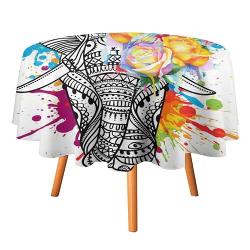 Einzigartige runde Tischdecke mit Elefantenmotiv, 91,4 cm, für Küche und Esszimmer, Bunte Tischdecke mit Tintenspritzern, Elefantenmotiv, Aquarellblumen, für den Urlaub, runde Tischdecken Einzigartige runde Tischdecke mit Elefantenmotiv, 91,4 cm, für Küche und Esszimmer, Bunte Tischdecke mit Tintenspritzern, Elefantenmotiv, Aquarellblumen, für den Urlaub, runde Tischdecken von SMAZDFXX