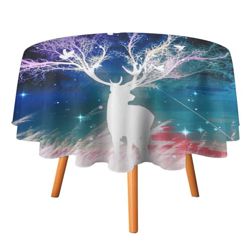 Fantasy-Tischdecken mit Hirschmotiv, rund, 91,4 cm, für Tische, Coole Ästhetik, Malerei, Kunst, Wildtiere, Hirsch-Tischdecken für Küche und Esszimmer Fantasy-Tischdecken mit Hirschmotiv, rund, 91,4 cm, für Tische, Coole Ästhetik, Malerei, Kunst, Wildtiere, Hirsch-Tischdecken für Küche und Esszimmer von SMAZDFXX