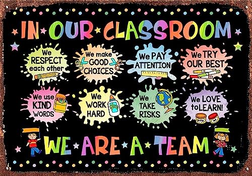 Lehrer-Poster, „In diesem Klassenzimmer sind wir ein Team-Poster, Klassenzimmer-Poster, Blechschild, Wandposter, Dekoration, lustig, Retro, Bar, Kaffee, Club, Kneipe, Geschenk, Wanddekoration, Schild von SMAZDFXX