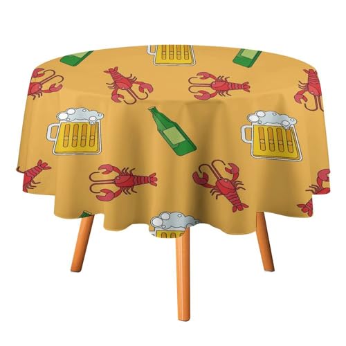 Lustige Bären-Tischdecke, rund, 127 cm, Motiv: Flusskrebse, abstraktes Cartoon-Bier- und Weinflaschen-Motiv, für Küche und Esszimmer Lustige Bären-Tischdecke, rund, 127 cm, Motiv: Flusskrebse, abstraktes Cartoon-Bier- und Weinflaschen-Motiv, für Küche und Esszimmer von SMAZDFXX