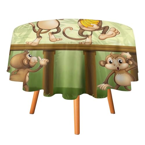 Lustige Tischdecke mit Cartoon-Affenmotiv, rund, 91,4 cm, niedlicher Bambus-AFFE und Bananen für Küche und Esszimmer Lustige Tischdecke mit Cartoon-Affenmotiv, rund, 91,4 cm, niedlicher Bambus-AFFE und Bananen für Küche und Esszimmer von SMAZDFXX