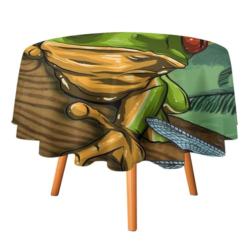 Lustige Tischdecken mit Froschmotiv, rund, 91,4 cm, abstrakte Cartoon-Tierfrösche, Libellen, Wilde Tiere, natürliche Tischdecken, waschbar für den Innen- und Außenbereich Lustige Tischdecken mit Froschmotiv, rund, 91,4 cm, abstrakte Cartoon-Tierfrösche, Libellen, Wilde Tiere, natürliche Tischdecken, waschbar für den Innen- und Außenbereich von SMAZDFXX