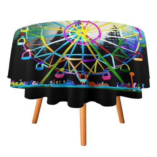 Moderne Tischdecken mit Riesenrad-Motiv, rund, 177,8 cm, farbenfroher Abstrakter Riesenrad-Feuerwerk-Druck für Tischdecke für Küche und Esszimmer Moderne Tischdecken mit Riesenrad-Motiv, rund, 177,8 cm, farbenfroher Abstrakter Riesenrad-Feuerwerk-Druck für Tischdecke für Küche und Esszimmer von SMAZDFXX
