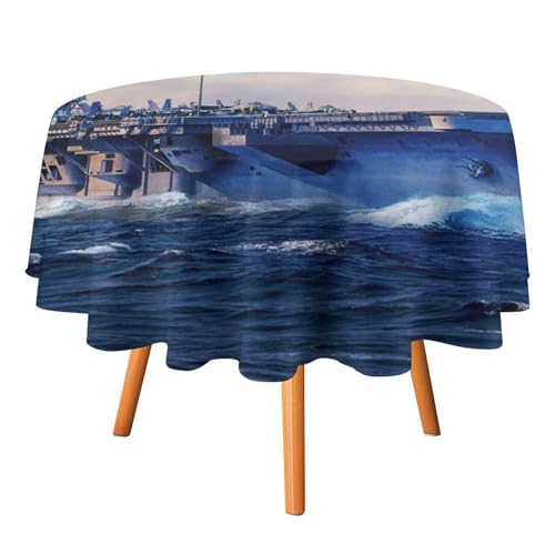 Moderne Tischdecken mit nautischem -Thema, rund, 91,4 cm, abstrakte Aquarell-Tischdecken mit Flugzeugträger-Sonnenuntergangslandschaft, waschbar für den Innen- und Außenbereich Moderne Tischdecken mit nautischem -Thema, rund, 91,4 cm, abstrakte Aquarell-Tischdecken mit Flugzeugträger-Sonnenuntergangslandschaft, waschbar für den Innen- und Außenbereich von SMAZDFXX