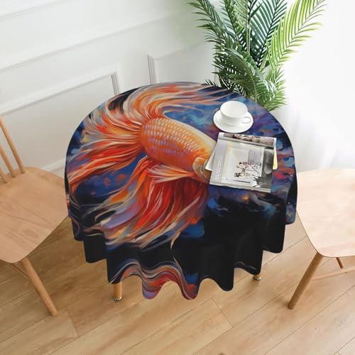 Modische und langlebige 60 Zoll große, dekorative Tischdecke mit bemaltem kleinen Fisch-Aufdruck, geeignet für Restaurants und Partys Modische und langlebige 60 Zoll große, dekorative Tischdecke mit bemaltem kleinen Fisch-Aufdruck, geeignet für Restaurants und Partys von SMAZDFXX