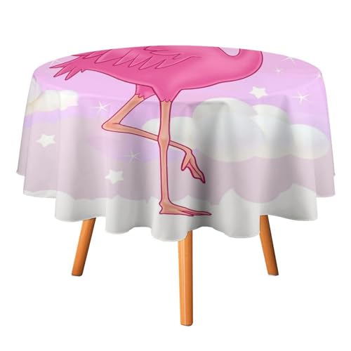 Niedliche Tischdecken mit Cartoon-Flamingo, rund, 91,4 cm, für Tische, rosa Kunst, Anime, Himmel, weiße Wolken, niedliche Flamingo-Tischdecken für Küche und Esszimmer Niedliche Tischdecken mit Cartoon-Flamingo, rund, 91,4 cm, für Tische, rosa Kunst, Anime, Himmel, weiße Wolken, niedliche Flamingo-Tischdecken für Küche und Esszimmer von SMAZDFXX