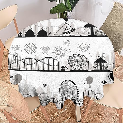 Riesenrad-Tischdecken, rund, 91,4 cm, für Küche und Esszimmer, Motiv: abstrakt, modern, Park, Feuerwerk, Schwarz-Weiß-Druck, runde Tischdecken für die Küche Riesenrad-Tischdecken, rund, 91,4 cm, für Küche und Esszimmer, Motiv: abstrakt, modern, Park, Feuerwerk, Schwarz-Weiß-Druck, runde Tischdecken für die Küche von SMAZDFXX