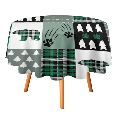 Rustikale Tischdecke im Vintage-Stil mit Karomuster und Bärenmotiv, rund, 91,4 cm, Cabin Camouflage Mountain Elch Hirsch für Küche und Esszimmer Rustikale Tischdecke im Vintage-Stil mit Karomuster und Bärenmotiv, rund, 91,4 cm, Cabin Camouflage Mountain Elch Hirsch für Küche und Esszimmer von SMAZDFXX