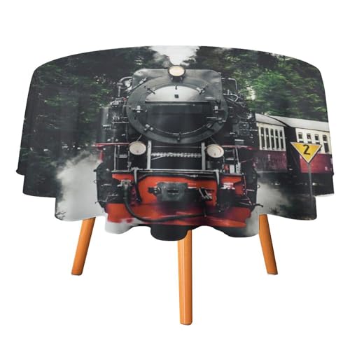 Rustikale Tischdecken im Vintage-Stil mit altem Zug, rund, 91,4 cm, Western Country Farmhouse Railway Steam Train für Küche und Esszimmer Rustikale Tischdecken im Vintage-Stil mit altem Zug, rund, 91,4 cm, Western Country Farmhouse Railway Steam Train für Küche und Esszimmer von SMAZDFXX