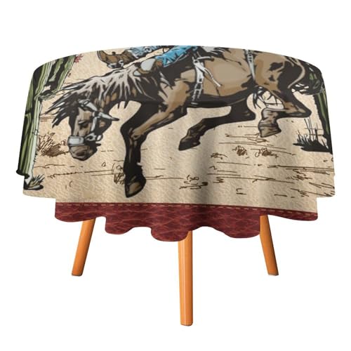 Rustikale Western-Tischdecken, rund, 91,4 cm, für Tische, Retro-Bauernhaus-Western-Cowboy-Kaktus-Tischdecken für Küche und Esszimmer Rustikale Western-Tischdecken, rund, 91,4 cm, für Tische, Retro-Bauernhaus-Western-Cowboy-Kaktus-Tischdecken für Küche und Esszimmer von SMAZDFXX
